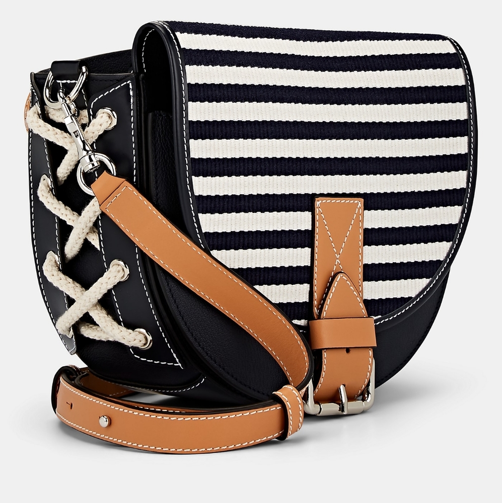 JW Anderson white/navy striped bike bag